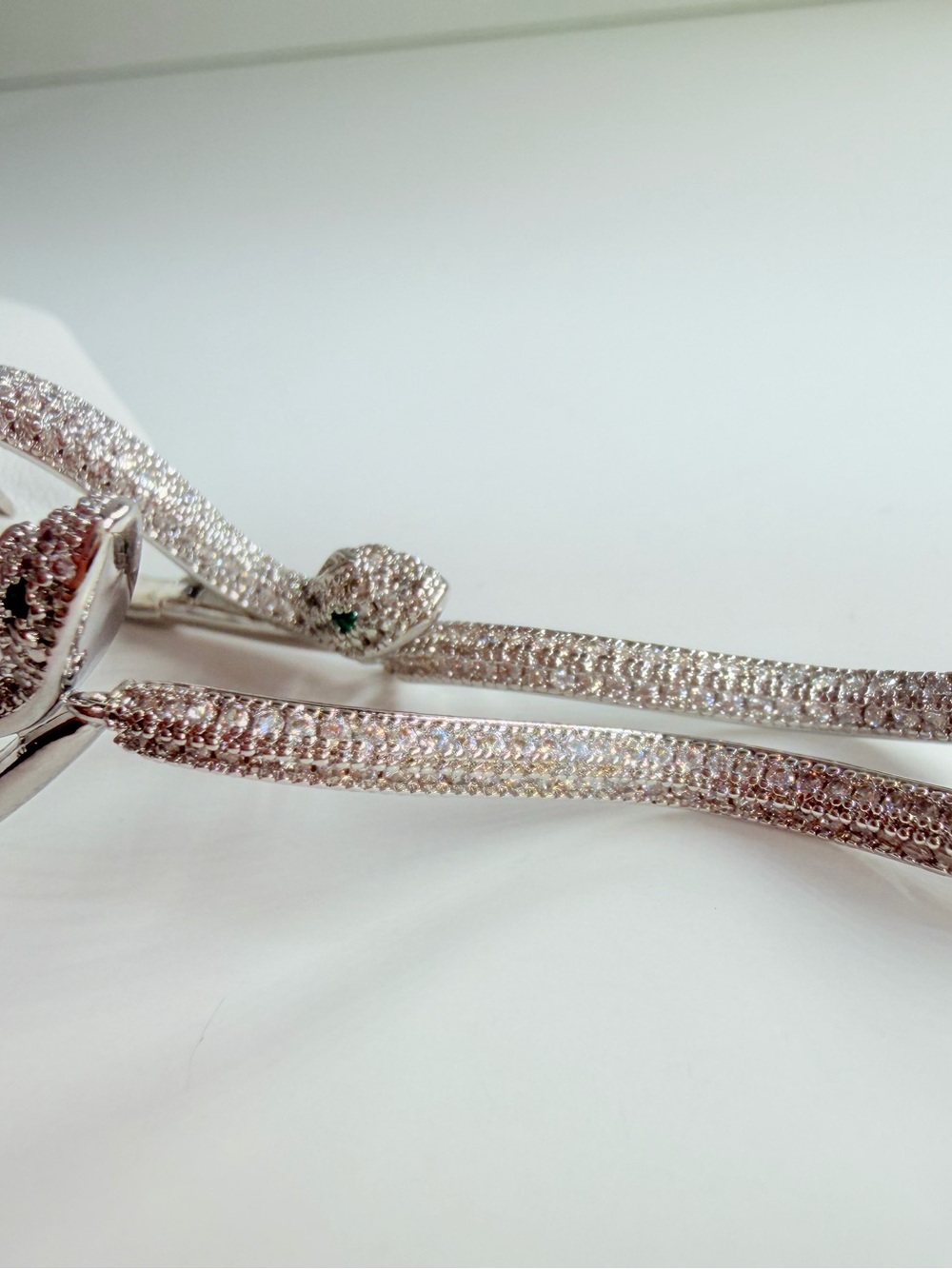 Gold snake earrings with diamond-like embellishments #snake #diamonds#2.12” long